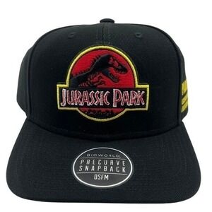 Jurassic Park Black Snapback Baseball Cap Licensed Dinosaur Expert Ranger OSFM